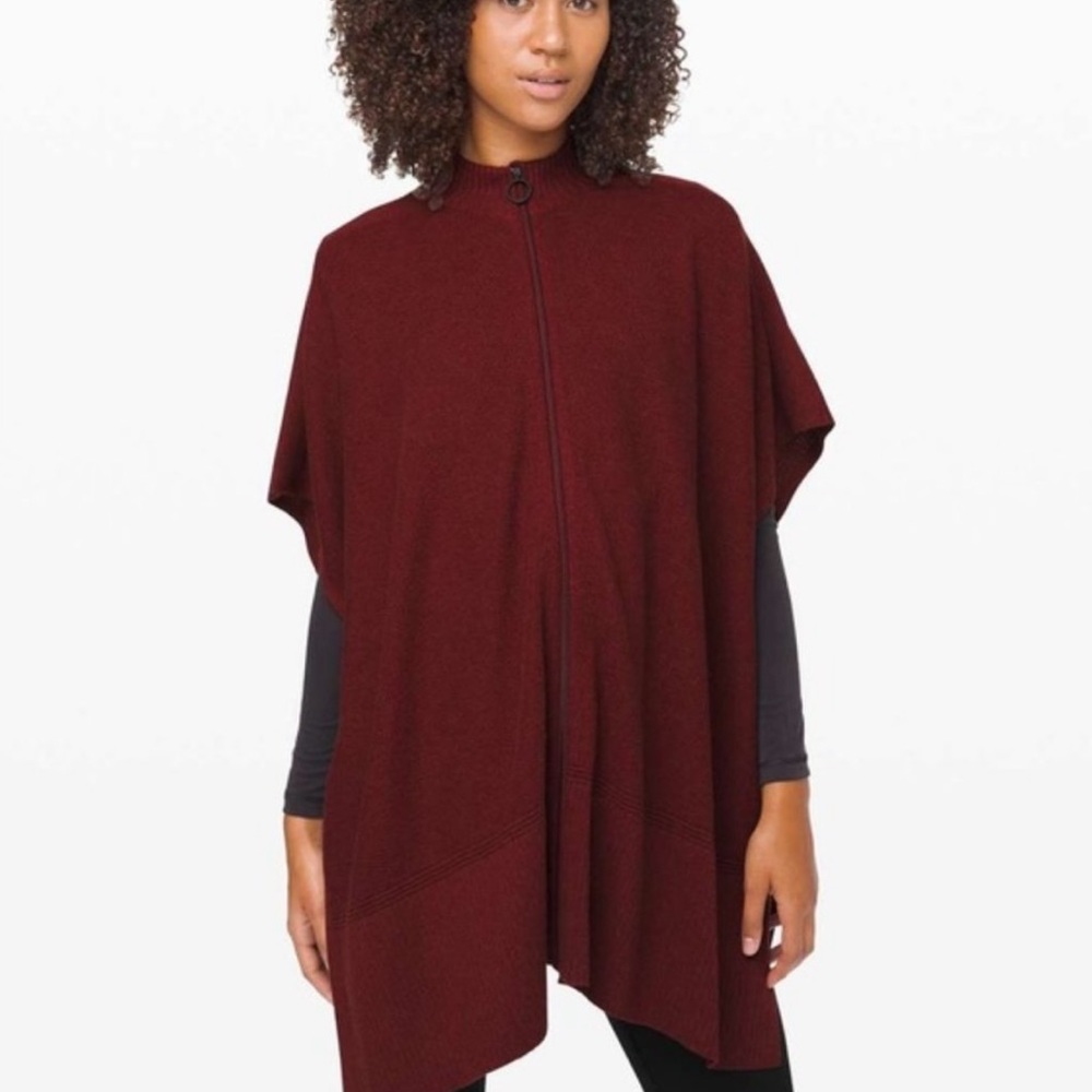 Lululemon Call Me Cozy sweater poncho wrap burgundy